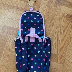 Pottery Barn Kids Mackenzie Navy Pink Multi Hearts Hanging Toiletry Bag